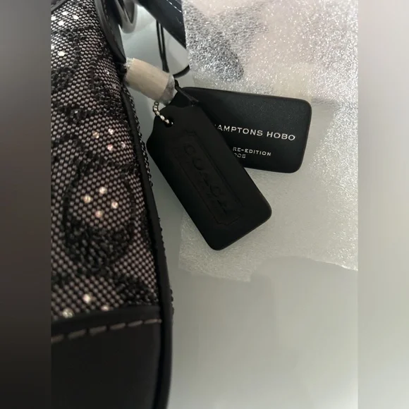 Coach Black Crystal Signature Jacquard Hamptons Hobo Shoulder Bag - Picture 2 of 9